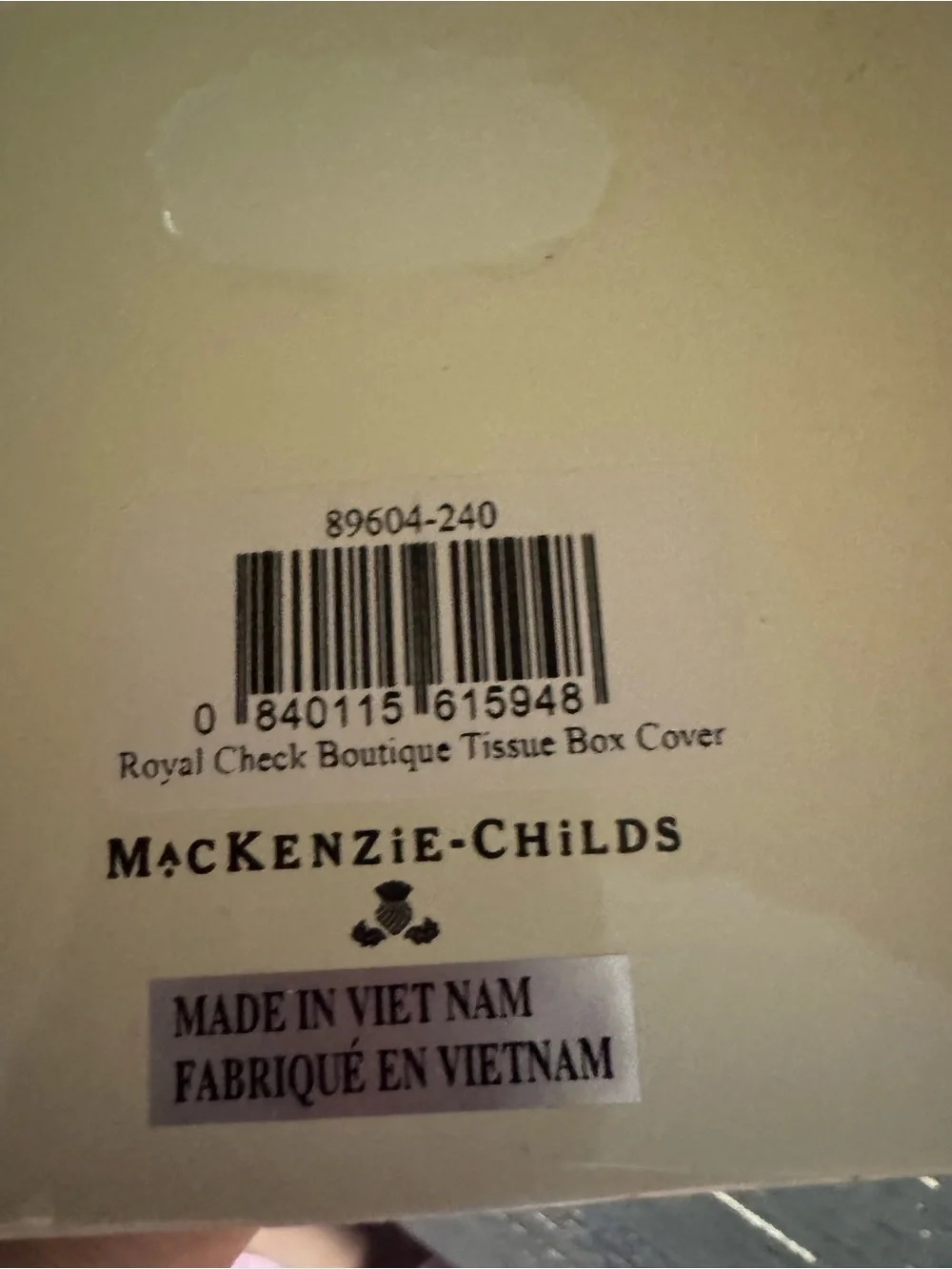 McKenzie Childs -Painted Blue and White Check Tissue Box Cover